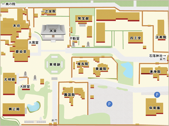 奈良・西大寺の境内案内図