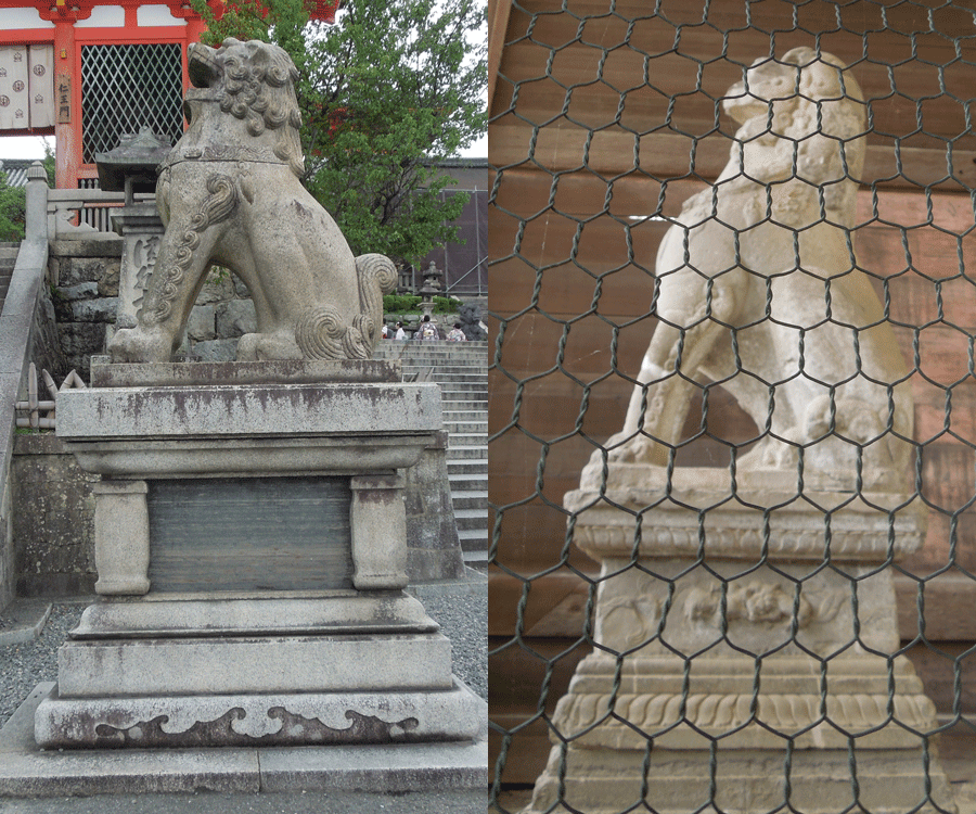 清水寺(左)と東大寺(右)の狛犬の比較1