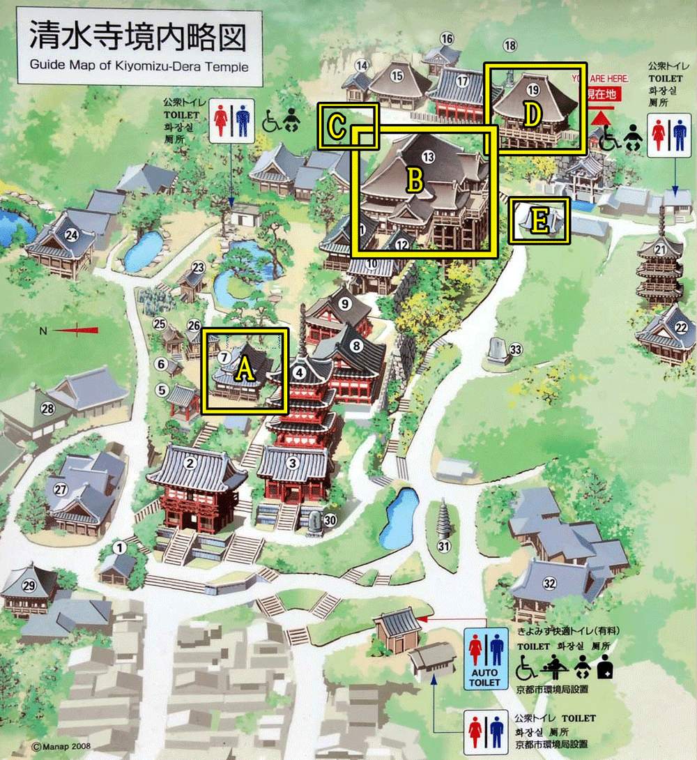 清水寺のお守り販売場所の地図