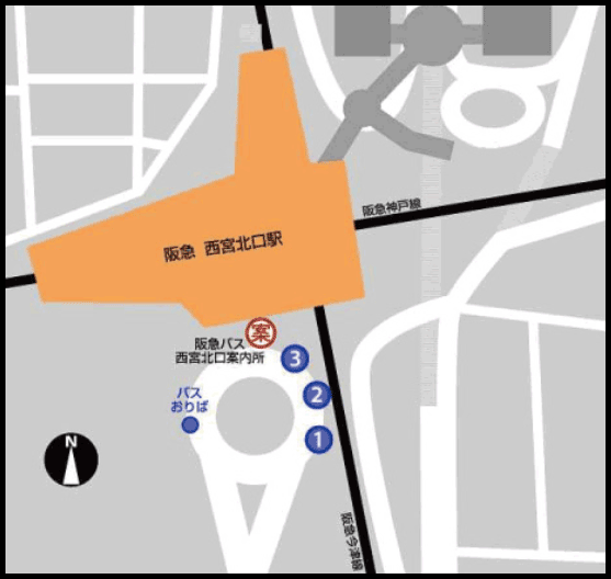 西宮北口駅（阪急）バスのりばマップ